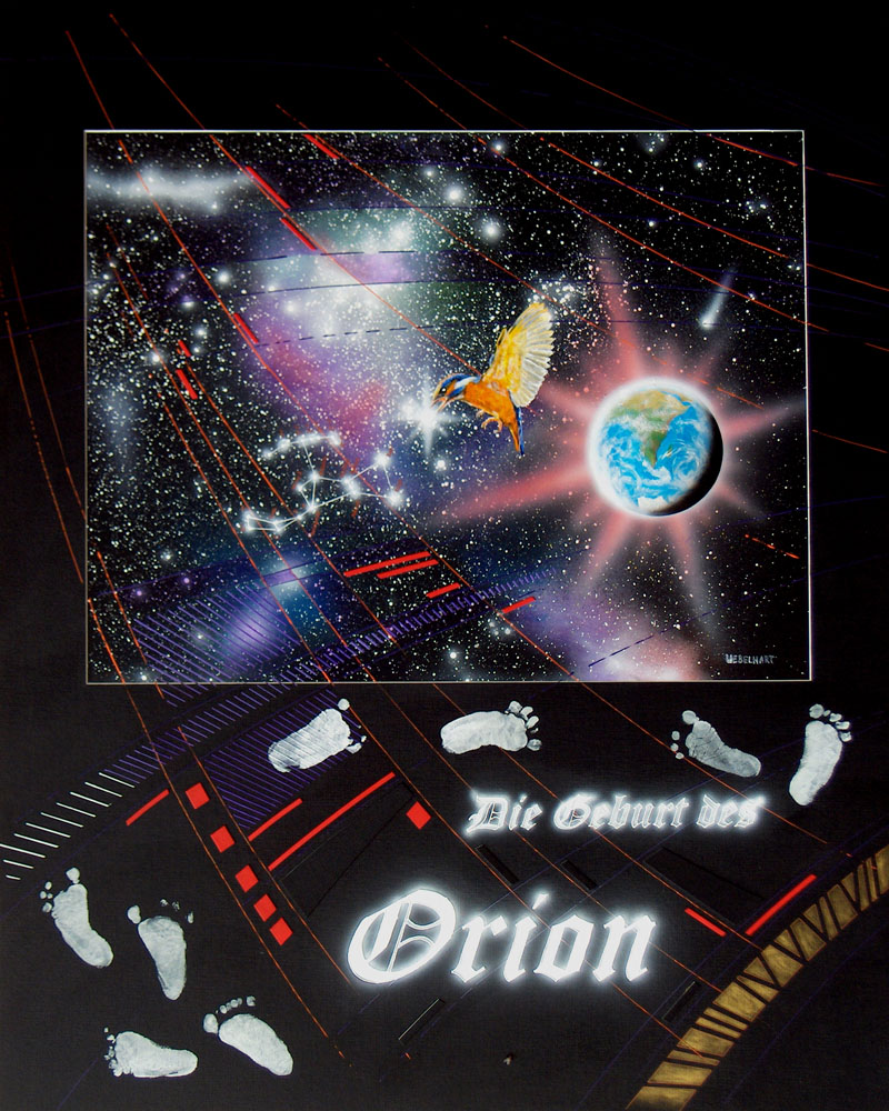 Atelier Uebelhart | Gemälde | Mystery | 1028 | Orion | Universum | Sternbild | Eisvogel