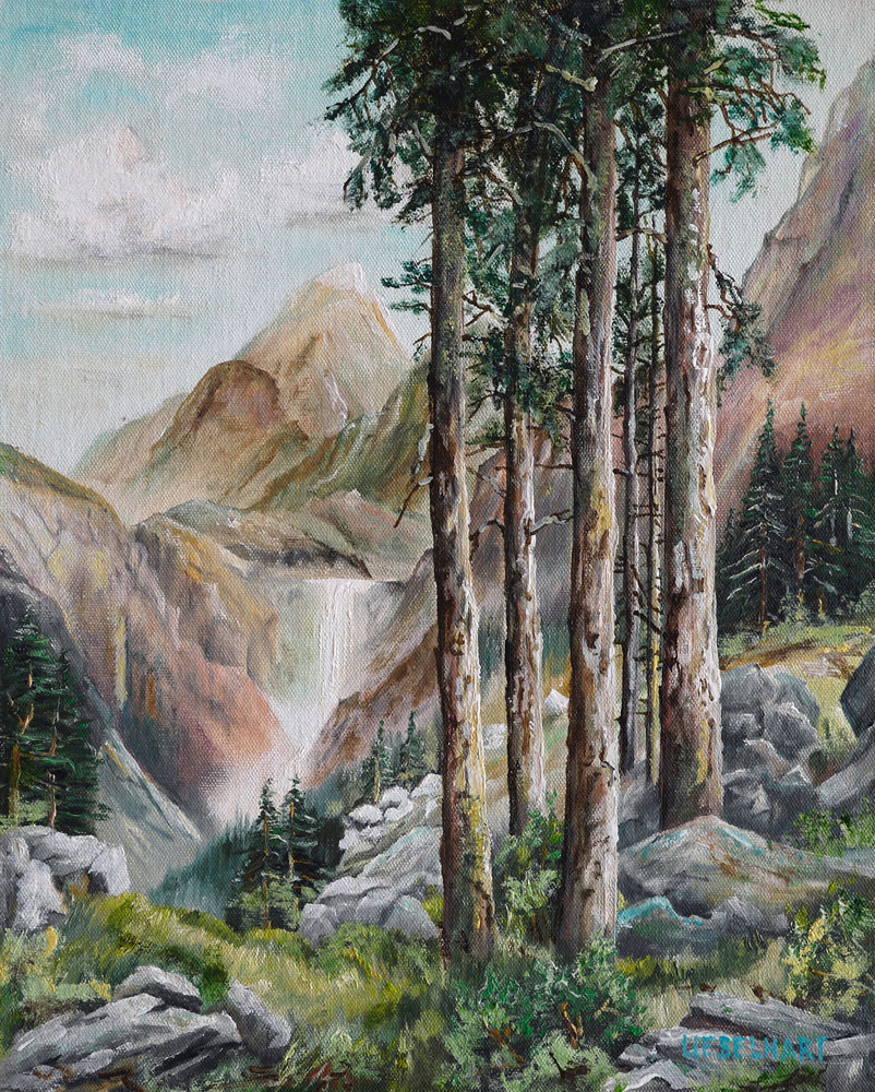 Atelier Uebelhart | Gemälde | Landschaft | Natur | 5116 | Alpine Landschaft | Berge | Wasserfall