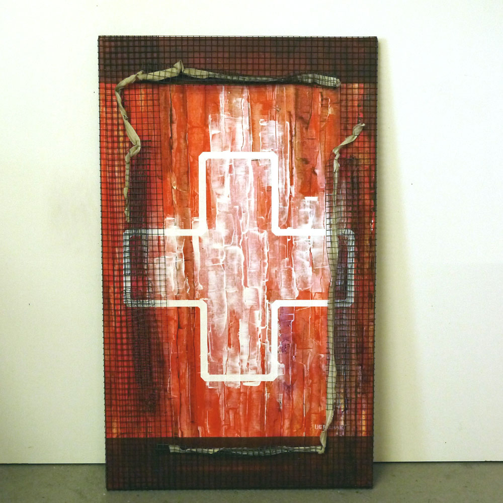 7006 | Gemälde | Potz Heimatland I | Atelier Uebelhart Markus | Schweizerkreuz | Oeffnung und Abschottung