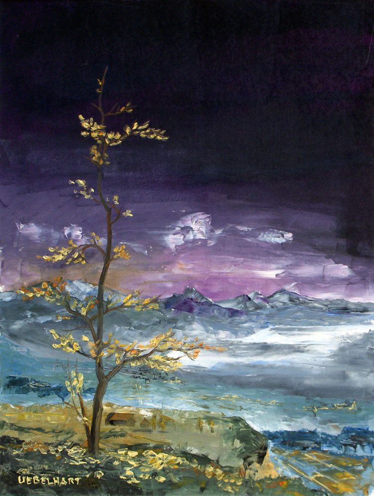5001 | Gemälde | Landschaft | Natur | Herbstlaub | Atelier Markus Uebelhart | Abenddämmerung