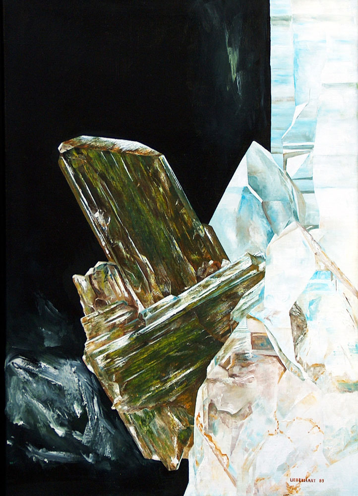 6003 | Gemälde | Kristalle | Epidot | Bristenstock | Atelier Markus Uebelhart | Kristallmaler | Crystal painter | peintre de cristal
