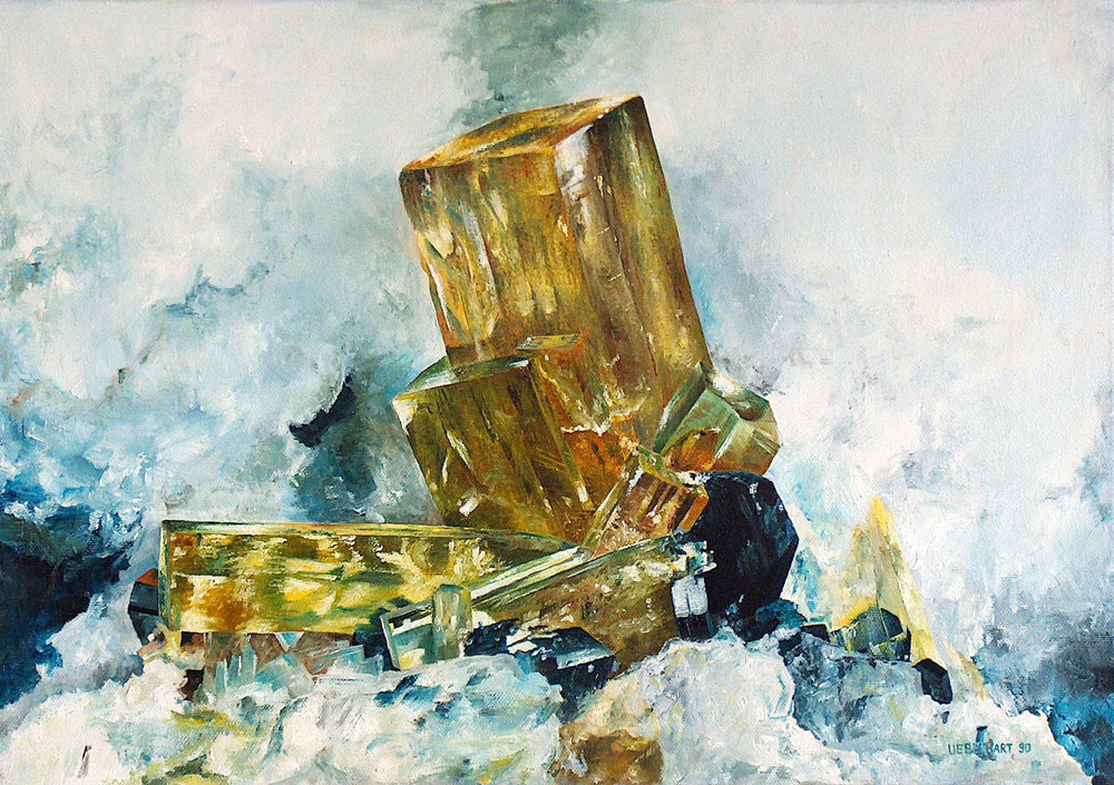 6006 | Gemälde | Kristalle Kainosit | Gotthardtunnel | Atelier Markus Uebelhart | Kristallmaler | Crystal painter | peintre de cristal