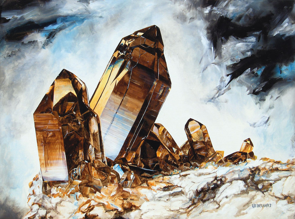 6099 | Gemälde | Kristalle | Rauchquarz | Zinggenstock | Atelier Markus Uebelhart | Kristallmaler | Crystal painter | Smoky quartz | quarz fumée | peintre de cristal