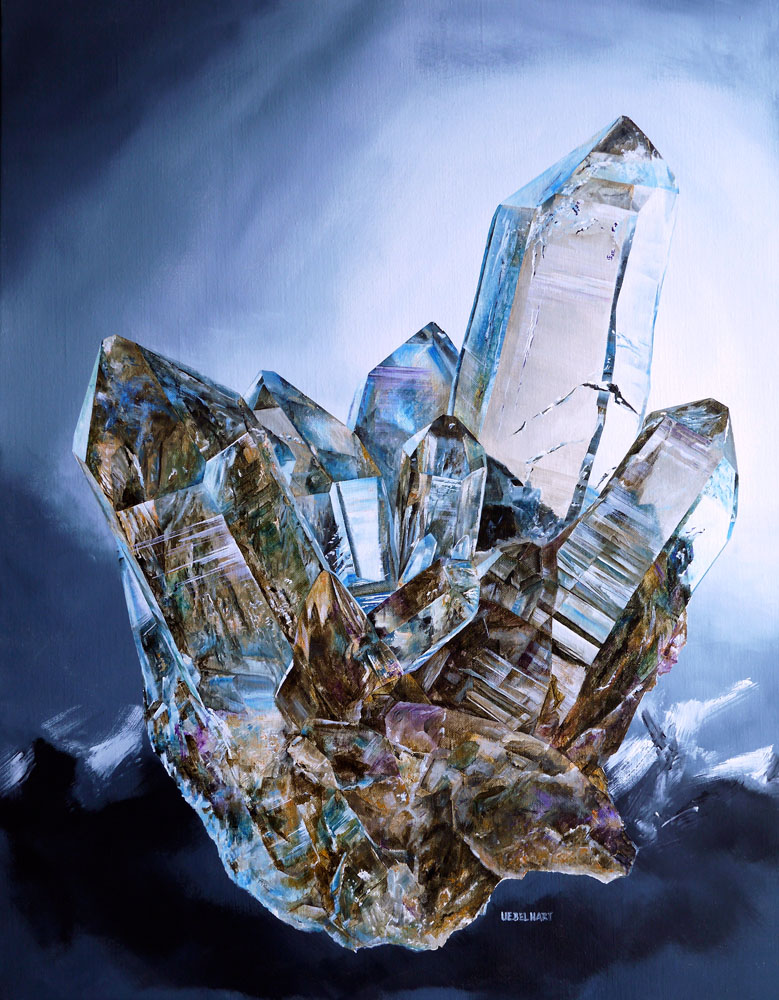 6148 | Gemälde | Kristalle | Bergkristall | Val Nalps | Graubünden | Atelier Markus Uebelhart | Kristallmaler | Crystal painter | Rock crystal | peintre de cristal | cristal de roche
