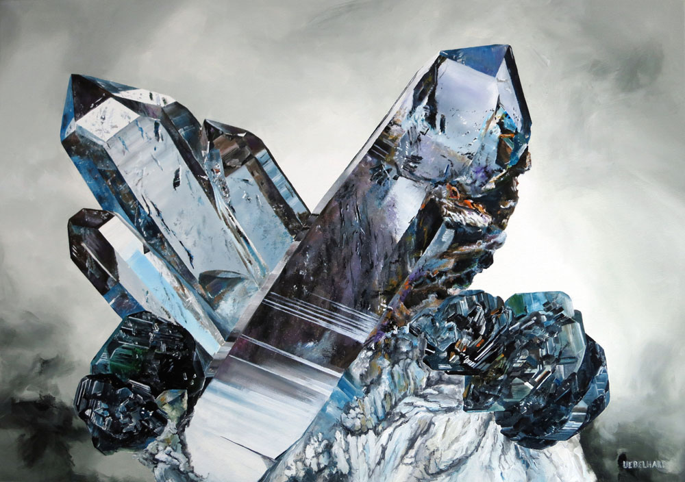 6170 | Gemälde | Kristalle | Hämatit-Quarzstufe | Atelier Markus Uebelhart | Kristallmaler | Rock crystal | Cristal de roche | Crystal painter | peintre de cristal