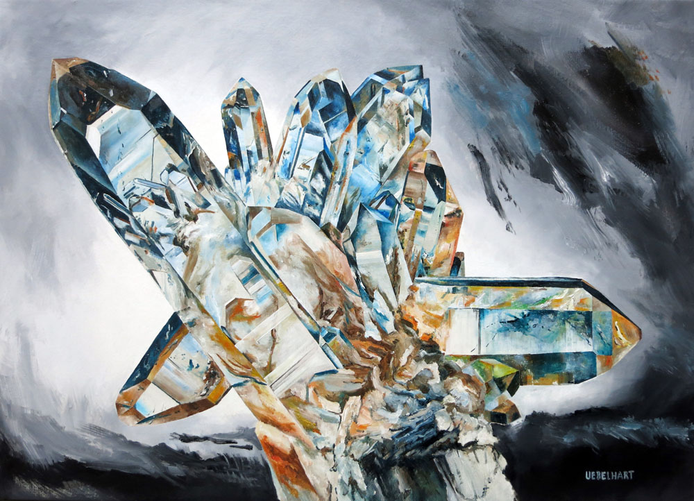 6172 | Gemälde | Kristalle | Bergkristall | Arkansas | Atelier Markus Uebelhart | Kristallmaler | Crystal painter | Rock crystal | peintre de cristal | cristal de roche