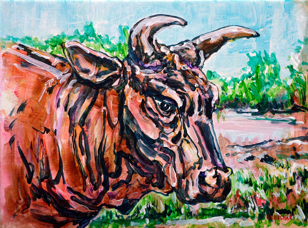 7024 | Gemälde | Landschaft | Natur | Stier | Atelier | Markus | Uebelhart