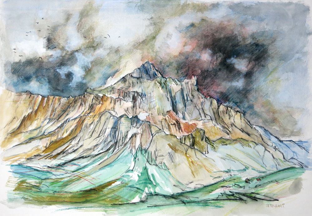 8023 | Gemälde | Aquarell | Winterhorn | Atelier Markus Uebelhart | Furka Uri