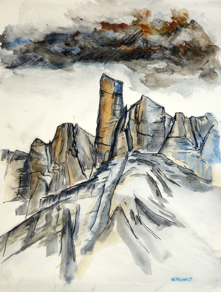8047 | Gemälde | Aquarell | Alpine Landschaft | Atelier Markus Uebelhart | Sidelenhütte | Kamel