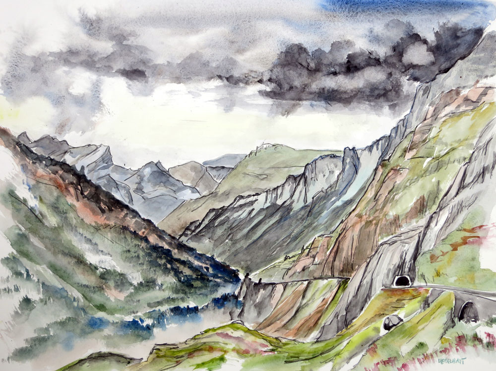 8060 | Atelier Markus Uebelhart | Gemälde | Aquarell | Im Gadmental | Sustenpass