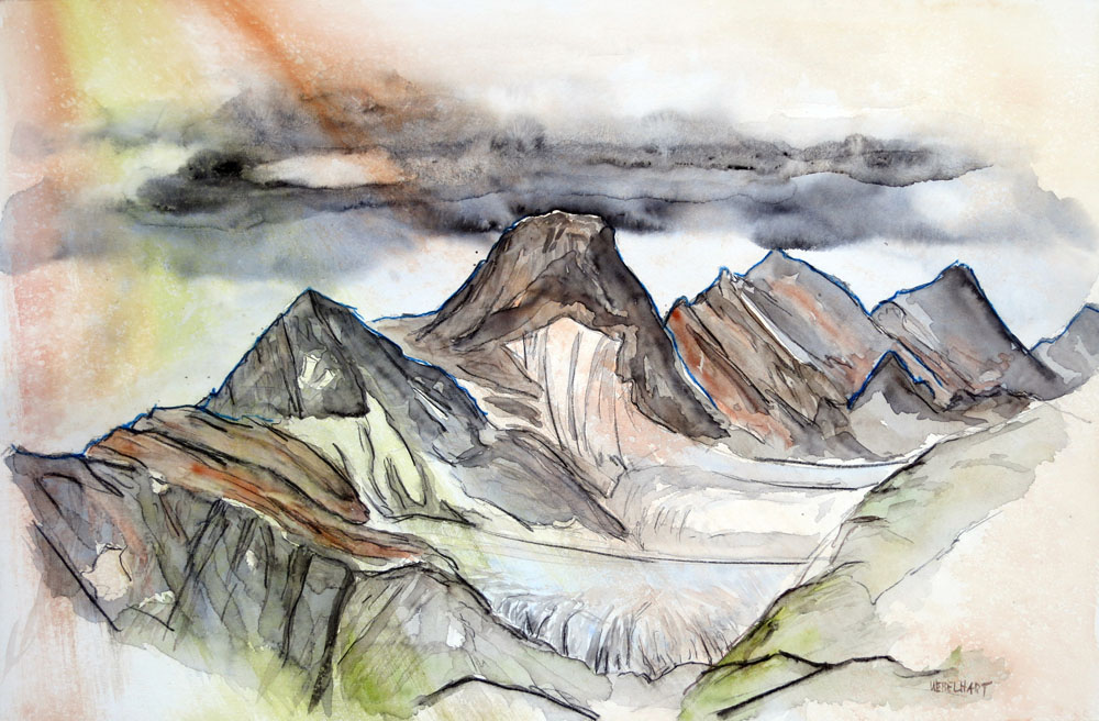 8063 | Gemälde | Aquarell | Alpines Panorama am Sustenpass | Atelier Markus Uebelhart