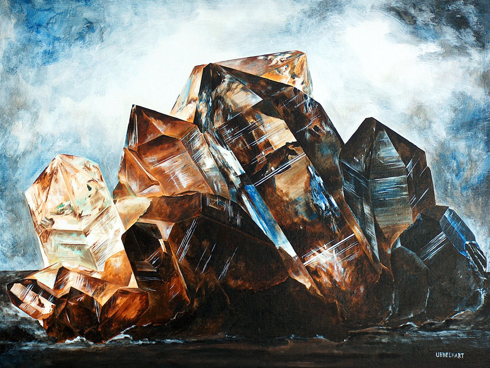 6050 | Gemälde | Kristalle | Rauchquarz | Atelier Markus Uebelhart | Kristallmaler | Crystal painter | Smoky quartz | swiss alps | peintre de cristal | quarz fumée