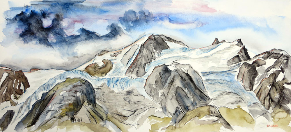 8061 | Gemälde | Aquarell | Alpines Panorama | Steingletscher | Atelier Markus Uebelhart | Gletscher