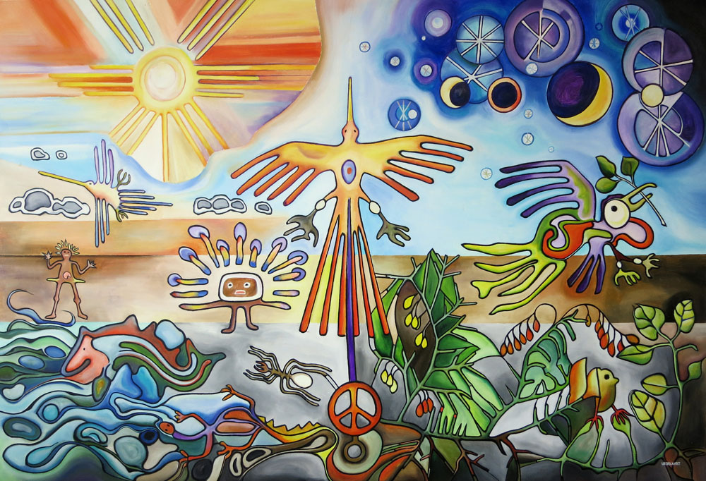 4110|Gemälde|Die|alte|Welt|Südamereikas|Nazca|Atelier|Markus|Uebelhart