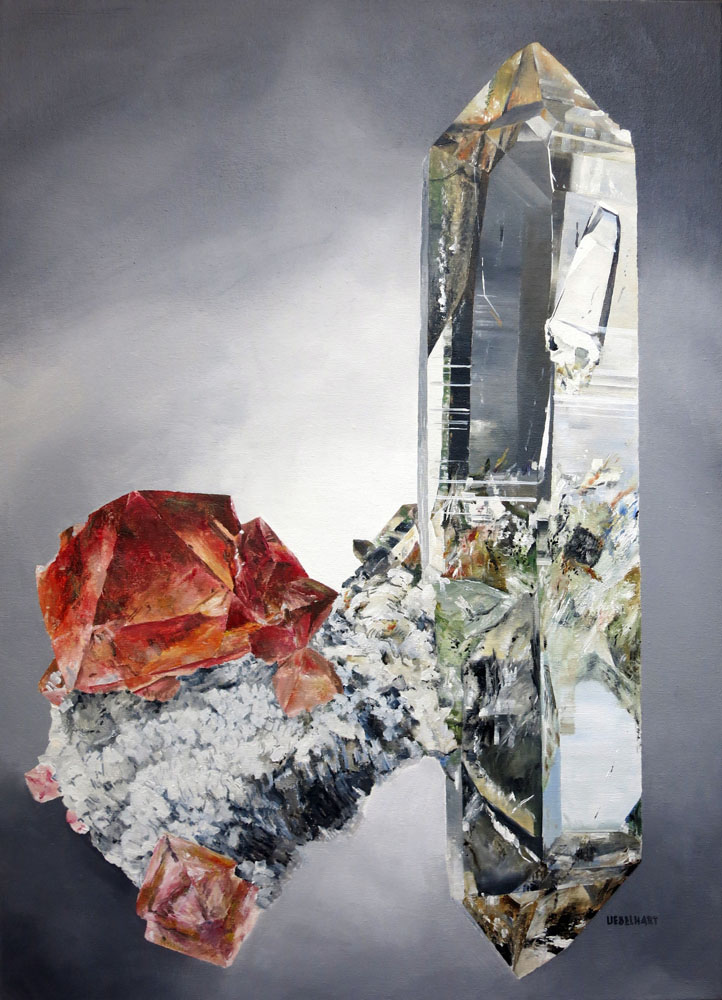 6314|Gemälde|Kristalle|Rosafluorit|Bergkristall|Atelier|Markus|Uebelhart|Kristallmaler|Crystal|painter