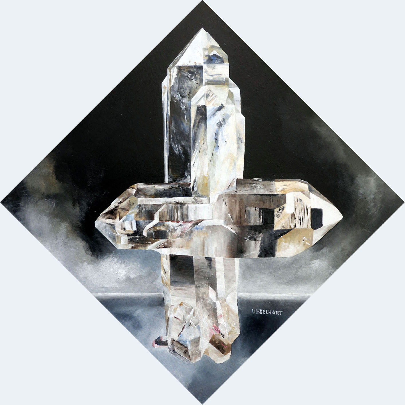 6317|Gemälde|Kristalle|Quarz|Kreuz|Atelier|Markus|Uebelhart|Kristallmaler|Rock|crystal|Cross