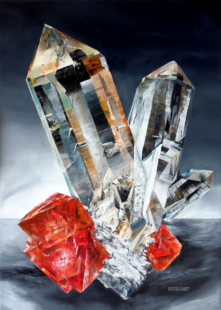 6321|Gemälde|Kristalle|Rosafluorit|Quarzstufe|Atelier|Markus|Uebelhart|Kristallmaler|Crystal|painter